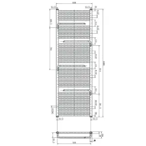 Jenna Black Heated Towel Rail - 1800x550mm