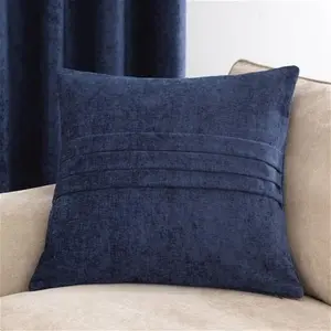 Dunelm Chenille Pleat Cushion, Modern, Blue, Navy