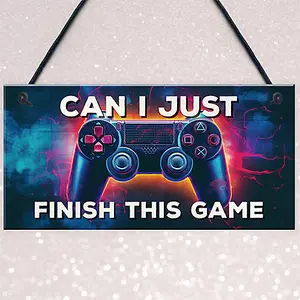 Red Ocean Neon Can I Just Finish This Game Hanging Gaming Sign For Boys Bedroom Sign Man Cave Sign Son Brother Dad Boys Gift