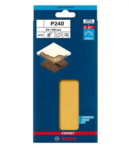 BOSCH Expert for Wood + Paint Sanding Sheets (Grit 240) (20/Pack) (For: Bosch PSS 250AE, PSM 200 AES & UniversalSander18V Sanders)