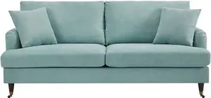 Brigette 3-Seater Mint Soft Brushed Sofa With Antique Brass Castor Legs - Daals - Sofas