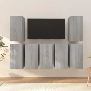 Berkfield TV Cabinets 7 pcs Grey Sonoma 30.5x30x60 cm Engineered Wood