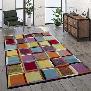 Wadan Multicoloured Rug 60x110cm Soft Indoor Modern Rug For Bedroom Durable Geometric Rectangular