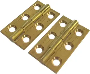 Butt Hinge 38mm x 22mm (1.1/2 x 7/8 Inch) Solid Brass, Pack Qty 1 Pair