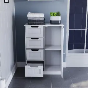 Hayle Matt White Freestanding Single Bathroom Drawer cabinet (H) 810mm (W) 600mm