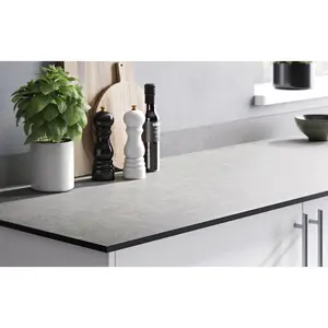 GoodHome 12mm Nepeta Matt Grey Mineral effect Paper & resin Square edge Kitchen Worktop, (L)2000mm