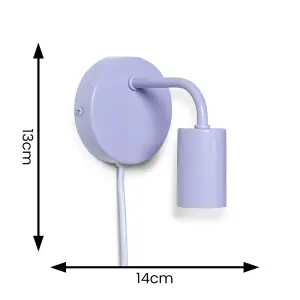 ValueLights Jordy Plug in Colour Pop Lilac Easy Fit Wall Light - Bulb Included