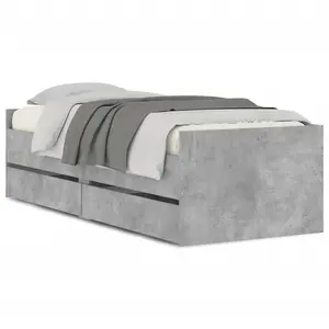 Berkfield Bed Frame with Drawers without Mattress Concrete Grey 100x200 cm