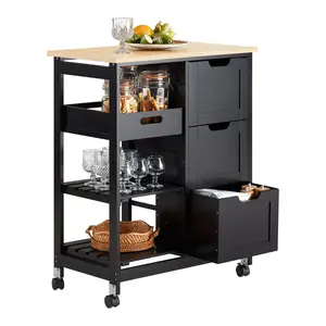 Ryland Wood Kitchen Cart Black / Natural