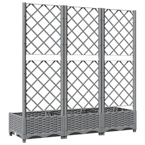 Berkfield Garden Planter with Trellis Light Grey 120x40x121.5 cm PP