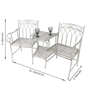 Vintage Grey Arched Iron Outdoor Garden Furniture Companion Seat Garden Bench