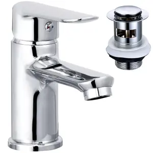 Bristan Opus Round Basin Mixer with Clicker Waste Chrome Bathroom + Fixings