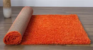 Orange Thick Shaggy Rug - California - 140x200cm (4'6" x 6'6")