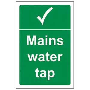 Mains Water Tap Hygiene Safety Sign - Adhesive Vinyl - 100x150mm (x3)