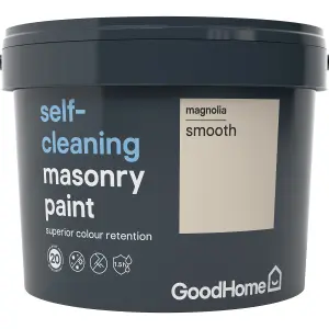 GoodHome Self-cleaning Magnolia Smooth Matt Masonry paint, 10L Tub