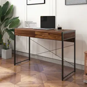 Costway Computer Desk Wooden PC Laptop Table Writing Workstation with 2 Drawers