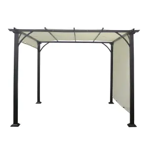 3 x 3 m Outdoor Pergola Gazebo with Retractable Cnopy UV Protection Waterproof for Decks Backyard