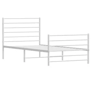 Berkfield Metal Bed Frame with Headboard and Footboard White 75x190 cm 2FT6 Small Single