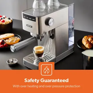 Geepas 1450W Espresso & Cappuccino Coffee Machine & Conical Burr Coffee Grinder Combo Set