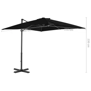 Berkfield Cantilever Umbrella with Aluminium Pole Black 250x250 cm