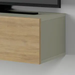 Decortie Francy Wall-Mounted TV Unit Modern Media Centre TV Cabinet 42" Ash Green Oak 135cm