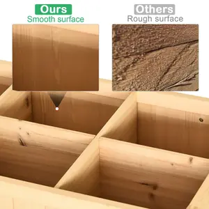 Outsunny Wooden Herb Planter Stand 8 Cubes Bottom Shelf Raised Bed Natural