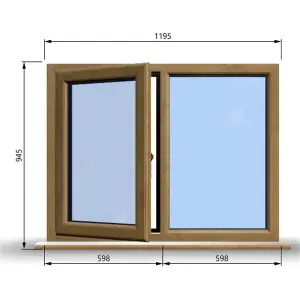 1195mm (W) x 945mm (H) Wooden Stormproof Window - 1/2 Left Opening Window - Toughened Safety Glass