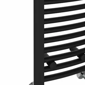 Rinse Bathrooms Electric Heated Towel Rail Curved Black Bathroom Towel Radiator 1200x300mm - 600W