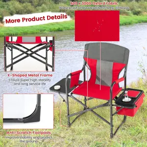 Costway Camping Directors Chair Portable Folding Camp Chair with Side Table & Cooler Bag