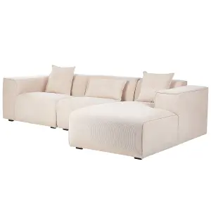 Corner Sofa DOLVA Beige Corduroy Left Hand