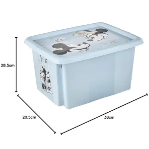 Keeeper Mickey Mouse Storage Box with Lid 15 Litre Cloudy Blue