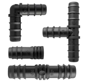 garden automatic irrigation/patio watering pack of 25 mixed fittings for 13/16mm ldpe water supply pipe plugs,tee,elbow + joiners