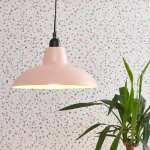 ValueLights Civic Pair of Retro Style Pink Metal Easy Fit Ceiling Pendant Light Shades