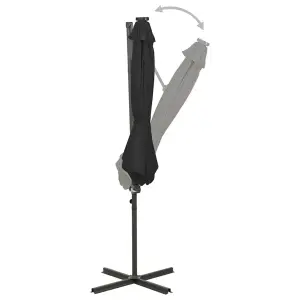 Berkfield Cantilever Umbrella with Pole and LED Lights Black 300 cm