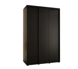 Modern Black Sliding Wardrobe H2050mm W1500mm D600mm with Customisable Black Steel Handles