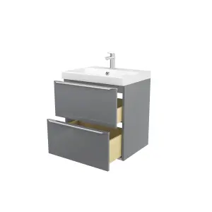 GoodHome Imandra Grey Wall-mounted Vanity unit & basin set - Includes Mila basin (W)604mm