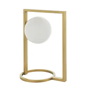 Luminosa Ravello Table Lamp Brushed Gold Finish & Gloss Opal Glass