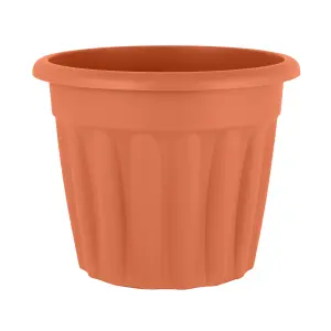 Wham 3x Vista Terracotta Plastic Planter, Round Garden Plant Pot, Large Floor Pot (50cm, 42L, Pack of 3)