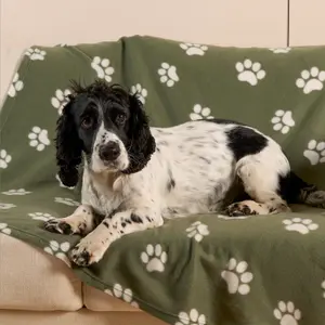 Pet Dog Blanket Throw Soft Crate Paw Puppy Animal Mat, Green - 120 x 150cm