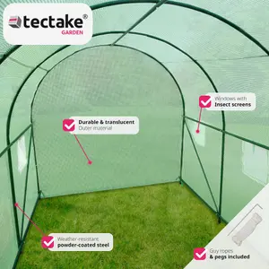 Greenhouse - polytunnel with 6 windows, 343 x 200 x 200 cm - 343 x 200 x 200 cm