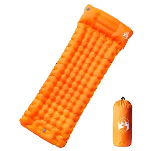 Self Inflating Camping Mattress with Pillow 1-Person Orange