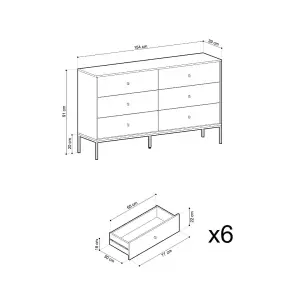 Elegant Mono Chest of Drawers H900mm W1540mm D390mm in Navy - Versatile Storage with Modern Flair