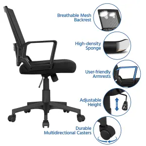 Yaheetech Swivel Mid-back Mesh Office Chair - Black