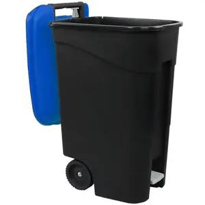 80 Litre Wheelie Bin with Foot Pedal - Blue Lid