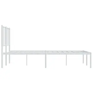 Berkfield Metal Bed Frame with Headboard White 120x200 cm