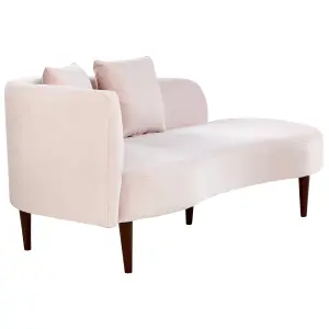 Left Hand Velvet Chaise Lounge Pink CHAUMONT