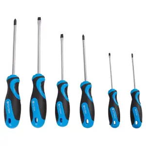 Pro User - Magnetic Chrome Vanadium Pozidriv Screwdriver Set - 6pc - Blue