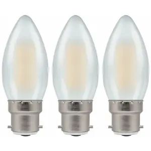 Crompton Lamps LED Candle 5W B22 Dimmable Filament Pearl Warm White (40W Eqv) (3 Pack)