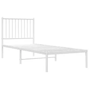 Berkfield Metal Bed Frame with Headboard White 75x190 cm 2FT6 Small Single