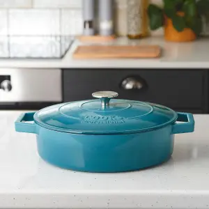 Cast Iron Casserole Dish 28cm Oven Proof Enamelled Pan with Lid